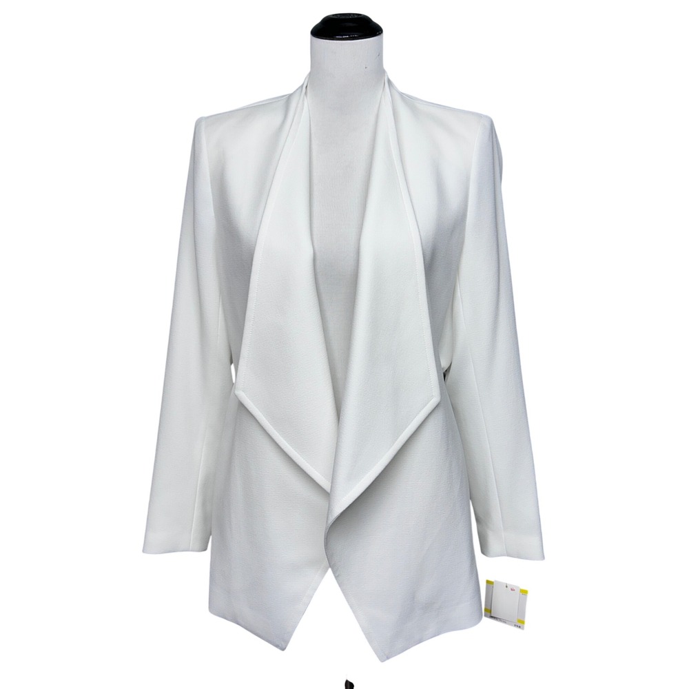 NWT Kasper Open Front Drape Blazer Women Size M Lily White Career Professional